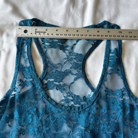 Zenana Outfitters Women's Sheer Lace Tank Top Blue‎ Size M Layering Festival - Picture 7 of 11